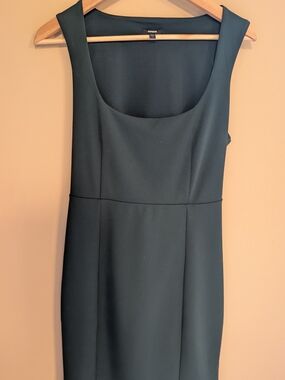 Express Women's Dark Green Square Neck Sheath Dress